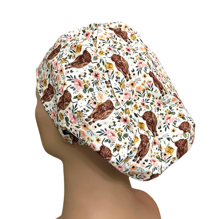 highland Cow Euro Scrub Cap for Women, by Sunshine Caps Co