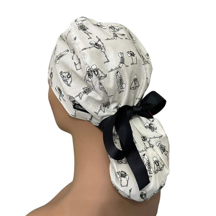 Yoga Skeleton Ponytail Scrub Cap for Women, By Sunshine Caps Co.