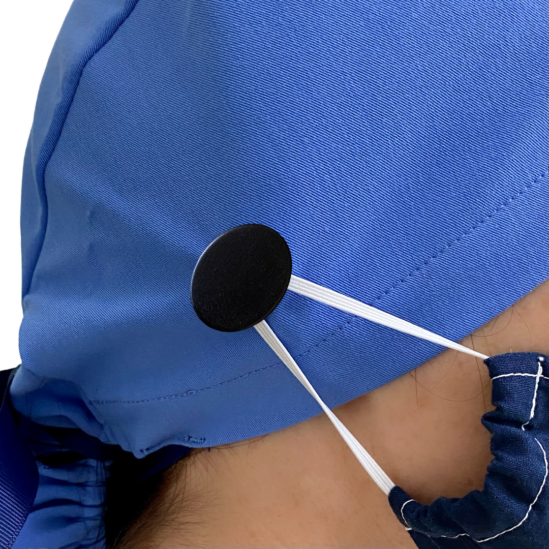 snap buttons for ear relief on scrub caps- black