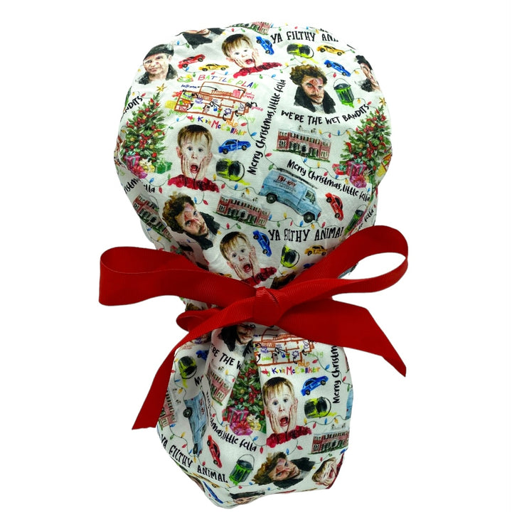 christmas Home Alone Ponytail Scrub Cap for Women, By Sunshine Caps Co.
