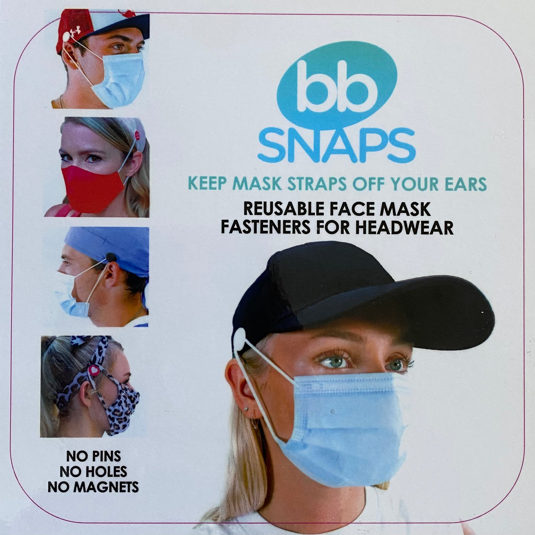 snap buttons for ear relief on scrub caps- black