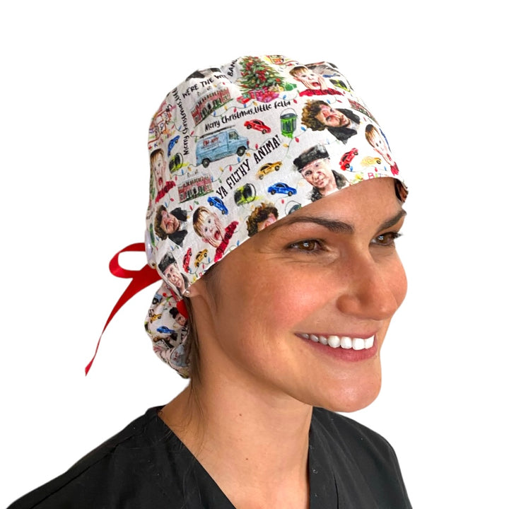 christmas Home Alone Ponytail Scrub Cap for Women, By Sunshine Caps Co.