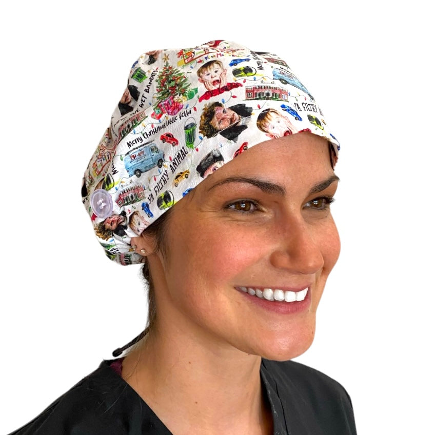 Home Alone Christmas Euro Scrub Cap for Women, by Sunshine Caps Co
