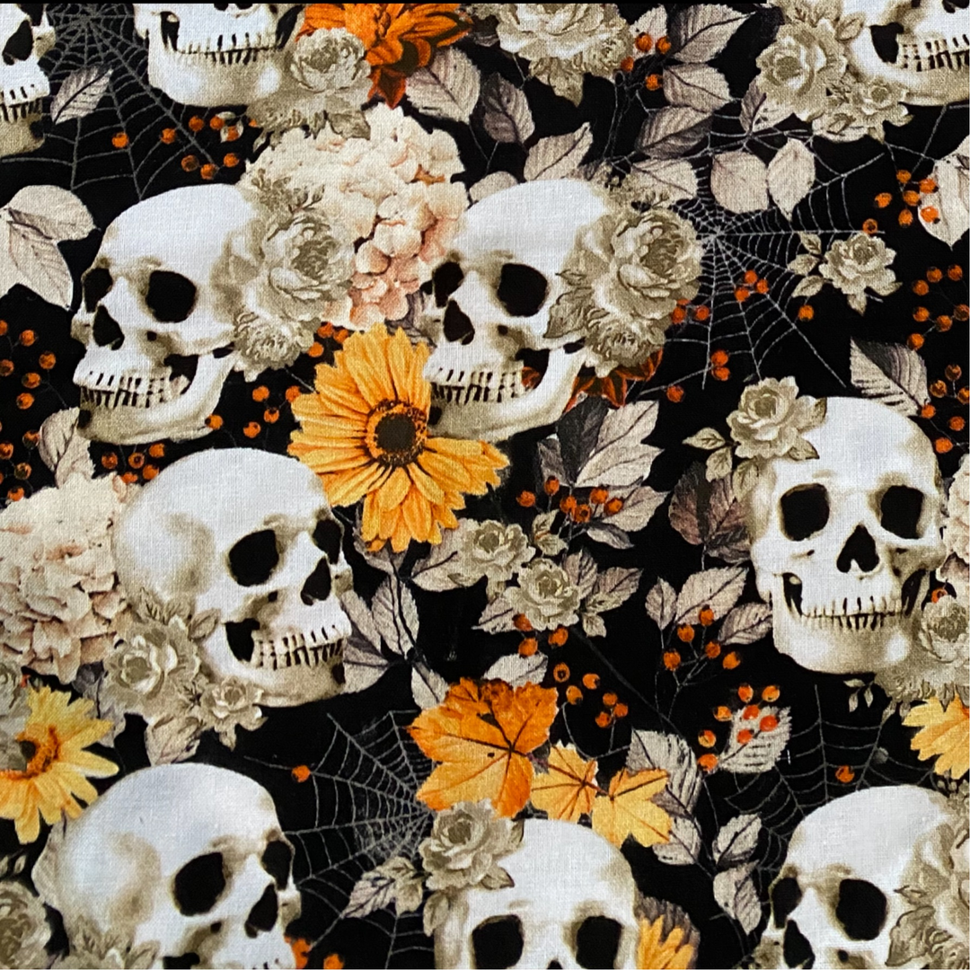 Autumn Skulls Halloween Ponytail Scrub Cap for Women, By Sunshine Caps Co.