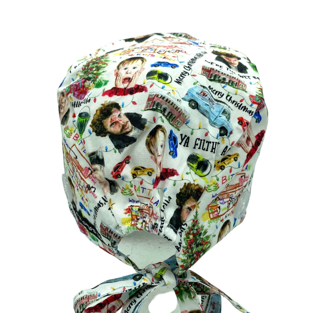 home alone christmas Men's Scrub Cap Surgical Hat, by Sunshine Caps Co
