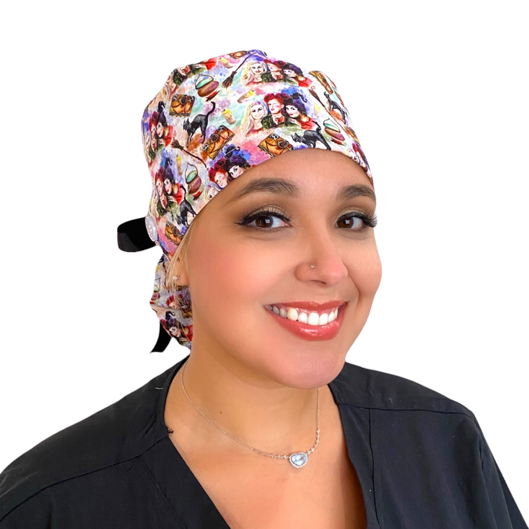 Hocus Pocus Witch Halloween Scrub Cap for Women, By Sunshine Caps Co.